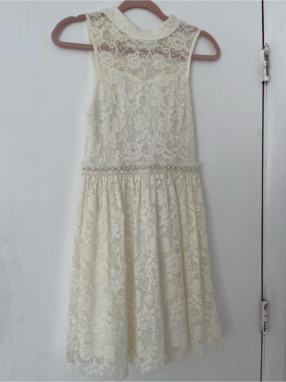Altar'd State Ivory Lace Pearl Waist Girls Formal Dress